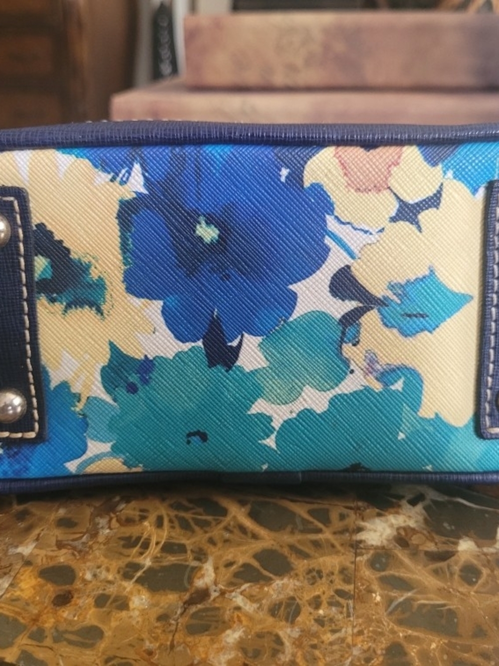 Dooney & Bourke Floral Dome Satchel - Blue, Teal, Yellow - Picture 5 of 10